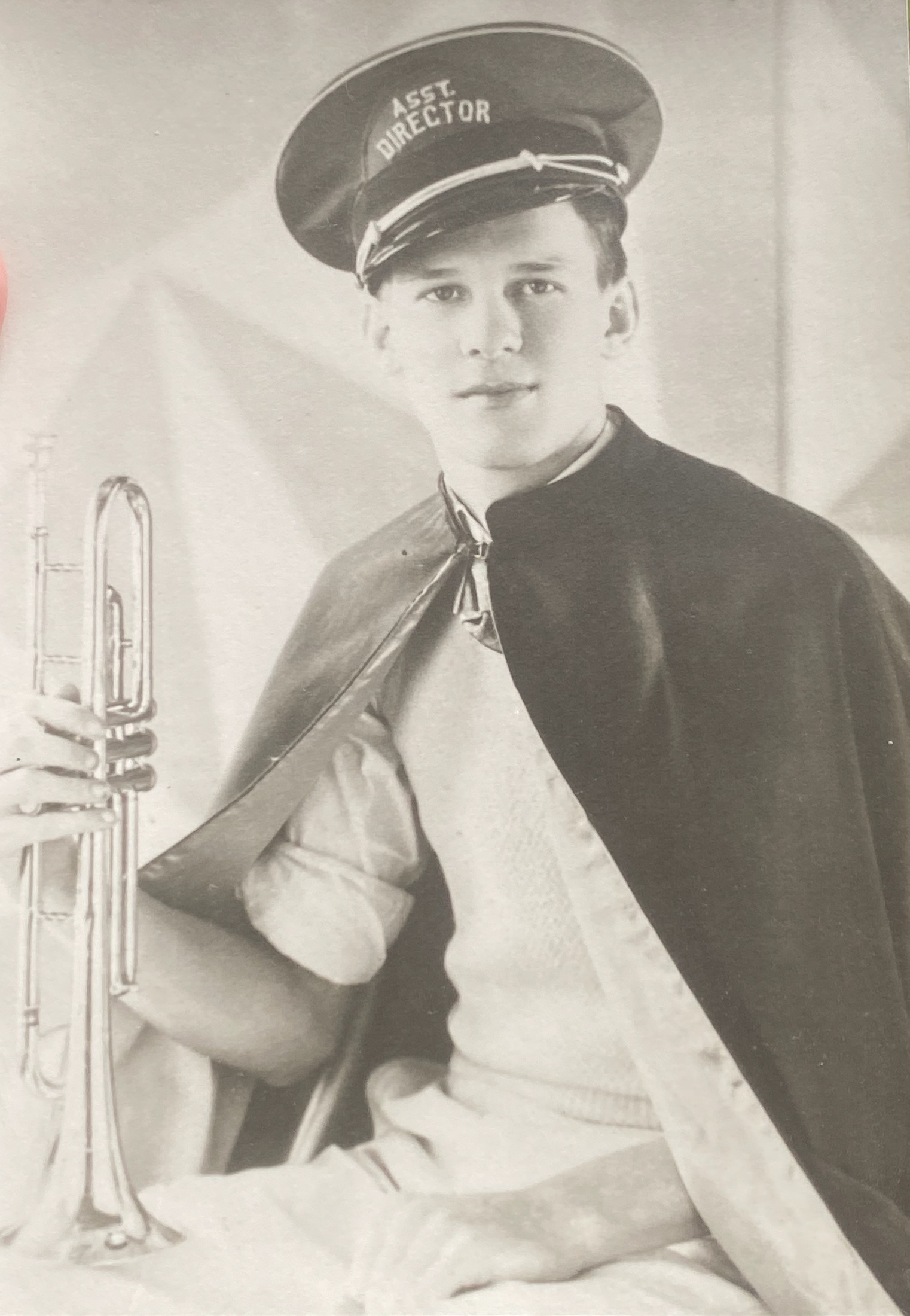 A trumpet representing Harry Tisdale’s early musical formation in New Orleans.