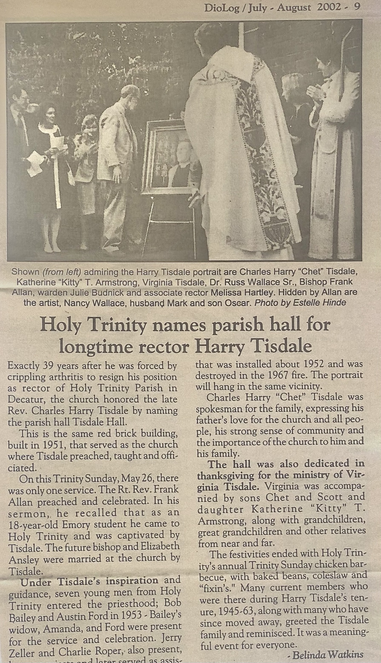 Historical article about the naming of Tisdale Hall.