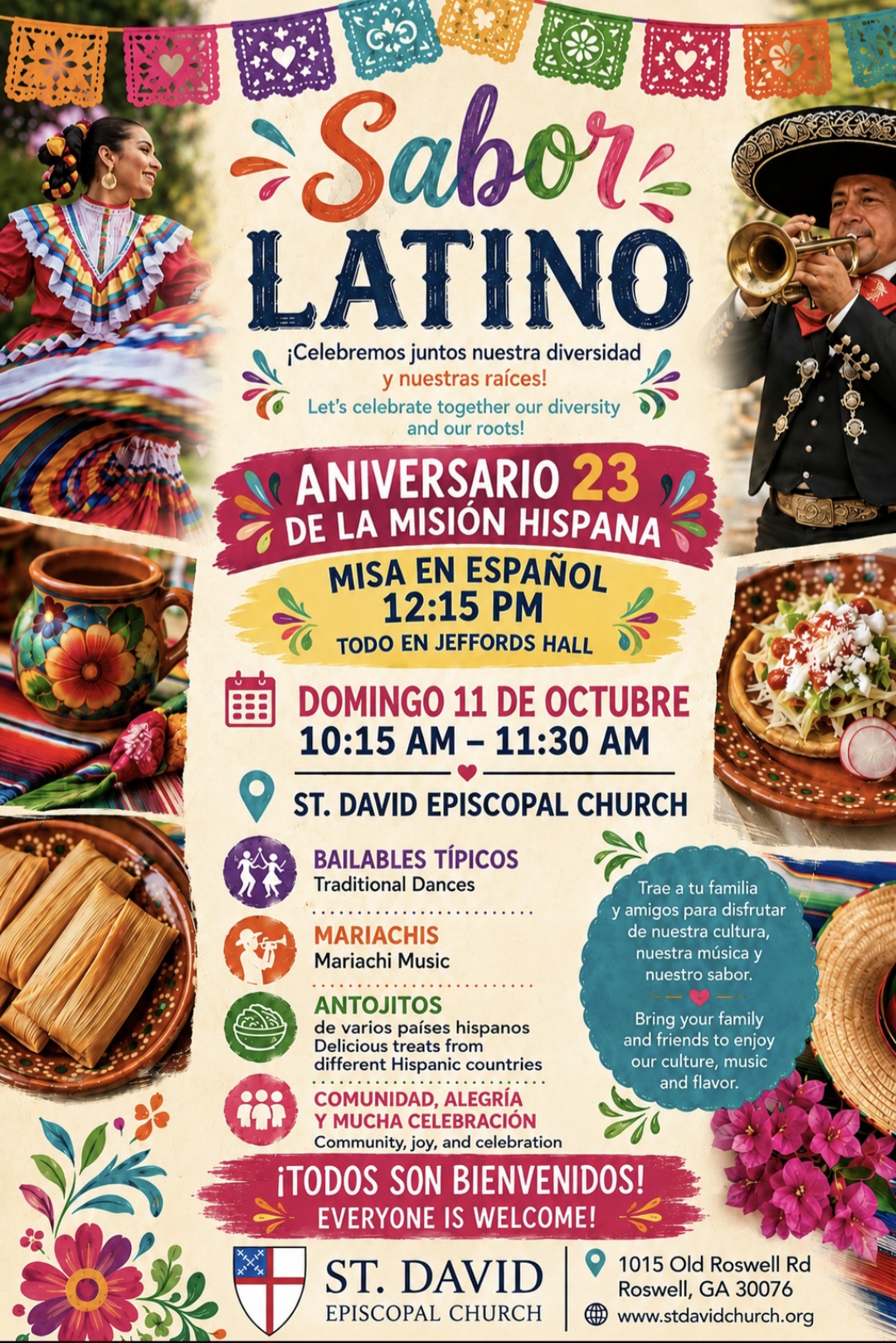 Sabor Latino / Latin Flavor event flyer celebrating Hispanic Heritage Month